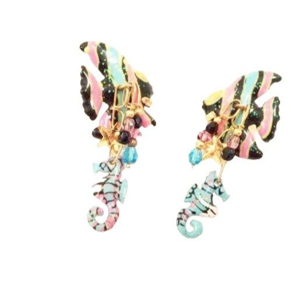 LATR Lunch at the Ritz Angel Fish Earrings Whimsical Jewelry - Picture 2 of 6